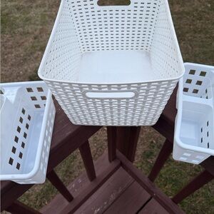 Elegant White Woven Basket Set
